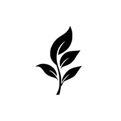 Minimalist Black Leaf Branch Vector Illustration