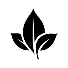 Modern Minimalist Leaf Icon: Nature, Eco-Friendly Design, Black & White Vector