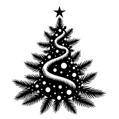 Black and White Christmas Tree Silhouette: Vector, Minimalist Holiday Design