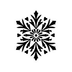 Ornamental Black and White Floral Design Element