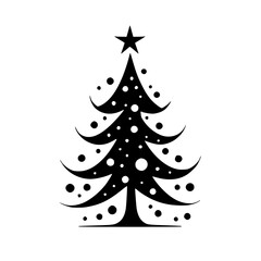Minimalist Black & White Christmas Tree Silhouette Vector Graphic