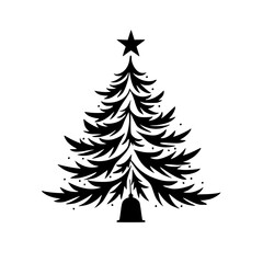 Obraz premium Minimalist Black & White Christmas Tree Illustration