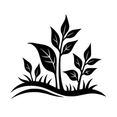 Black and White Nature Silhouette: Plants, Leaves, Eco-Friendly Design