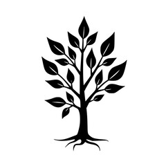 Simple Black and White Tree Silhouette: Nature, Growth, Environment Symbol