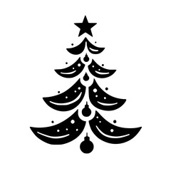 Minimalist Black & White Christmas Tree Silhouette