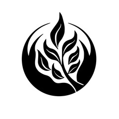 Monochromatic Leafy Emblem: Simple and Elegant Nature Icon