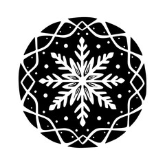 Black and White Snowflake Mandala: Christmas Ornament Design