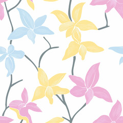 Dendrobium pattern.Exquisite vector floral patterns.