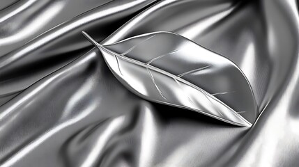 Reflective drapery adorned with a leaf embodying metallic elegance and design