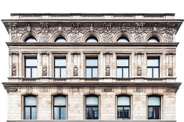 Obraz premium Detailed architectural facade of a historical building featuring ornate carvings.