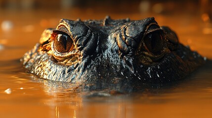 Fototapeta premium American Alligator Close-Up: Eyes of the Swamp