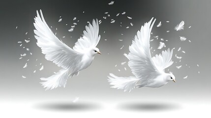 Obraz premium Soaring white doves gracefully navigating the boundless ethereal canvas