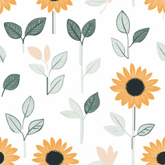 Sunflower pattern.Exquisite vector floral patterns.