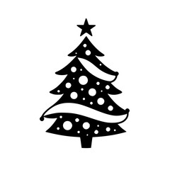 Black and White Christmas Tree Icon: Minimalist Holiday Design