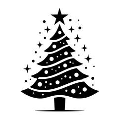 Minimalist Christmas Tree Silhouette with Star and Sparkles