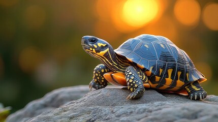 Obraz premium Sunset Turtle: A Majestic Reptile at Golden Hour