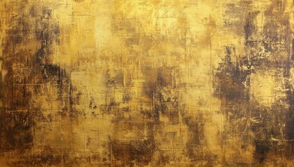 Obraz premium Textured canvas painting featuring rich dark brown, gold, and yellow hues against a shimmering gold background, illuminated by warm golden light. High resolution and highly detailed.