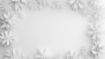 Obraz premium 3D rendering of white snowflakes on a textured background, featuring ample copy space. Ideal for Christmas and New Year themes, offering a bright, high-quality visual for messages.