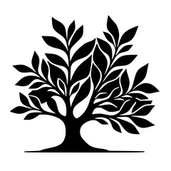 Minimalist Black Tree Silhouette on Cream Background