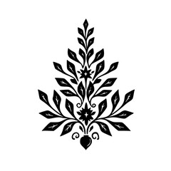 Elegant Black and White Floral Ornament, Vector Illustration, Flourish Design