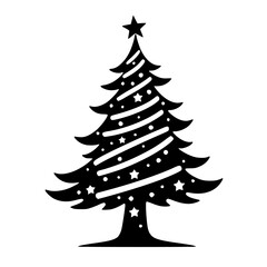 Simple Black & White Christmas Tree Icon for Seasonal Designs