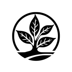 Minimalist Black & White Tree Emblem: Nature, Organic, Growth