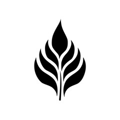 Minimalist Black Leaf Logo on White Background