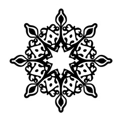 Intricate Black and White Snowflake Mandala Design, Winter, Ornament