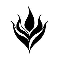 Abstract Black and White Floral Design on White Background