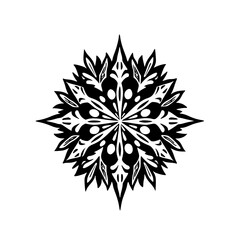 Geometric Black and White Floral Mandala Design