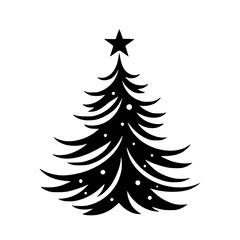 Obraz premium Minimalist Christmas Tree Silhouette with Star - Vector Illustration