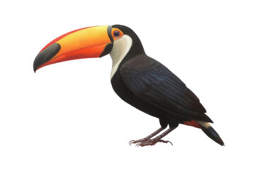 Naklejka premium Realistic Toucan with Large Colorful Beak Side Profile Transparent Background