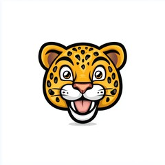 Cartoon illustration of a leopard's head with a playful and animated style