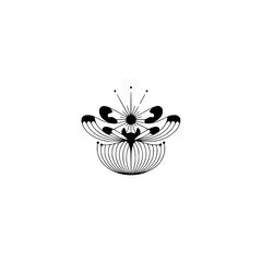 Elegant Minimalist Floral Illustration, Black and White, Decorative Art