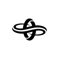 Naklejka premium Abstract Intertwined Rings Logo, Black on White, Modern Design