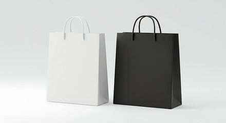 Shopping Bags in Black and White Minimalist Style Design