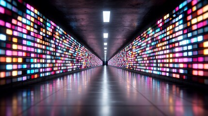Vibrant led panels light up futuristic tunnel