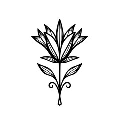 Elegant Black and White Floral Illustration, Vector Design Element