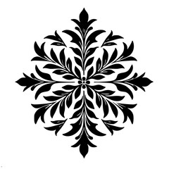 Elegant Black Floral Ornament - Symmetrical Vector Design on White Background