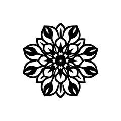 Elegant Black and White Mandala Design, Spiritual Symbol, Vector Illustration
