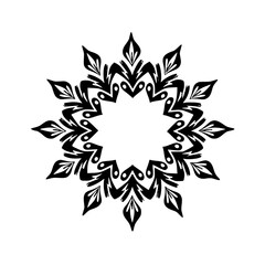 Abstract Black & White Floral Mandala Design, Decorative Element