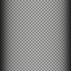 Vertical spotlight shape. Checkerboard overlay texture. Transparent light effect. Monochrome glow vector.