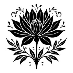 Elegant Black and White Lotus Flower Design for Prints and Decoration