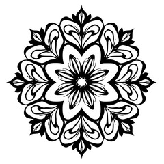 Elegant Black and White Floral Mandala Design, Vector Illustration