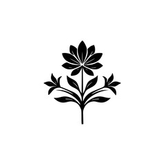 Elegant Black and White Floral Design - Minimalist Nature Icon