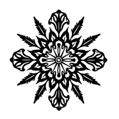 Intricate Black & White Floral Mandala Design on White Background