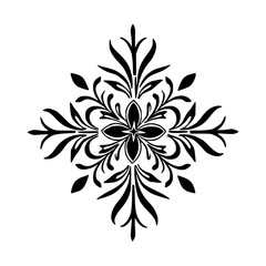 Obraz premium Black Floral Symmetry: Minimalist Ornament on White Background