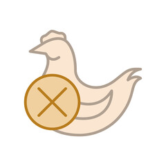 sick chicken flat icon illustration