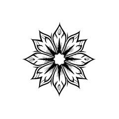 Elegant Black and White Floral Mandala Design on White Background