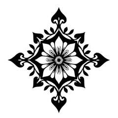 Black and White Floral Mandala Design: Ornate, Elegant, Decorative Vector